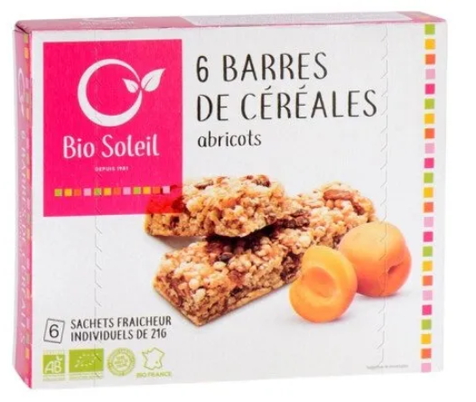 Bio Soleil Bio graanrepen met abrikoos (25% fruit) (6 stuks - individueel verpakt) 125 g