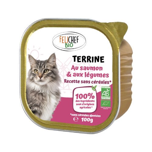 FELI Bio graanvrije kattenvoer terrine zalm met groenten