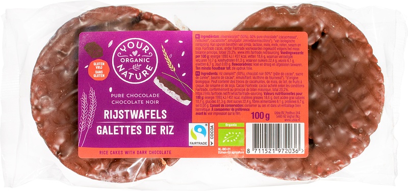 YON Rijstwafels chocolade puur 100g