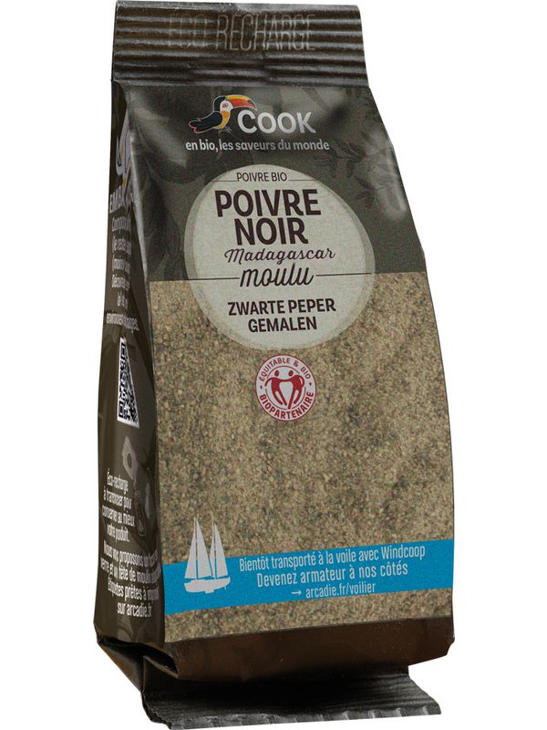 COOK Zwarte peper gemalen navulling 45g