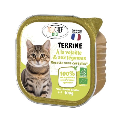 Felichef Bio kattenvoer terrine gevogelte met groenten - 100 g