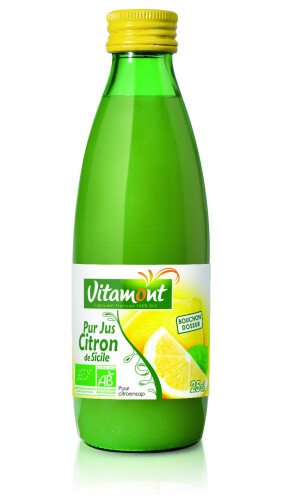 Vitamont Bio puur citroensap uit Sicilië 25 cl
